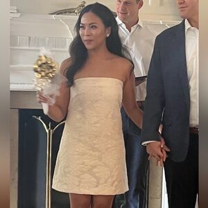 Anthropologie Off White Mini Dress with Bow Back